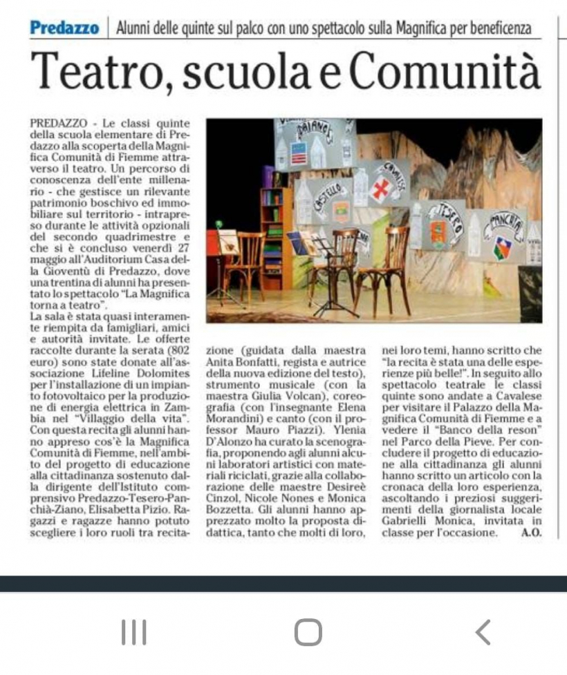 Teatro, scuola e Comunit&agrave;