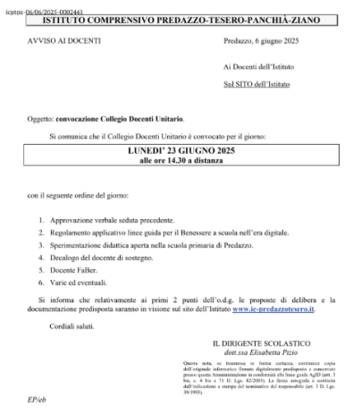 Convocazione Collegio Docenti Unitario